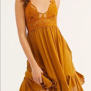 Free People Gold Adella Slip Dress